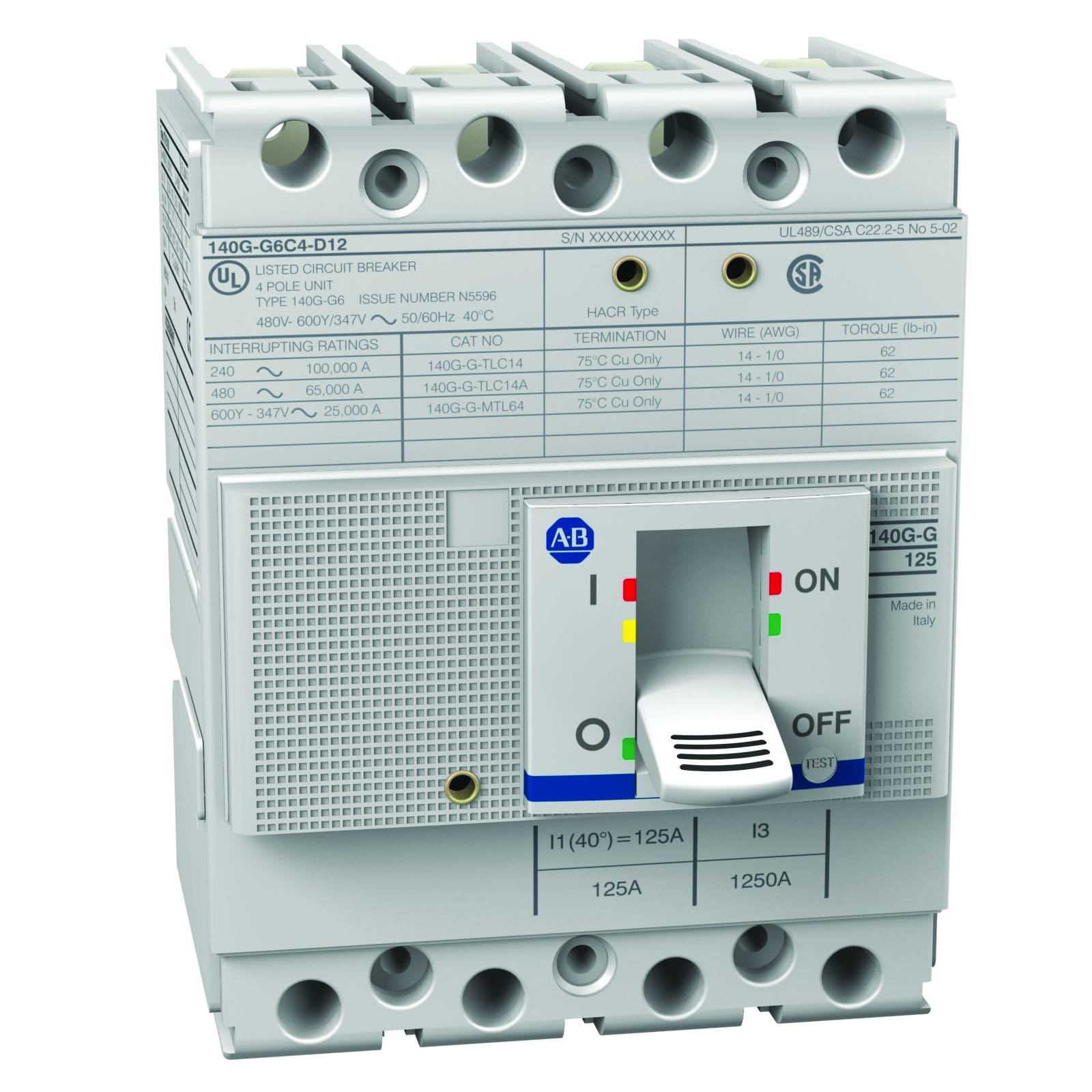 Allen-Bradley - 140G 160A Frame Molded Case Ckt-Bkr
